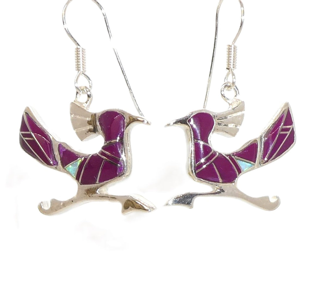 Roadrunner inlay earrings in sugilite & sterling  (Made in the USA)