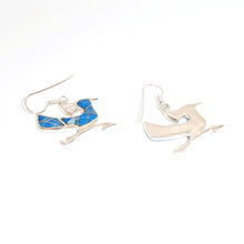 Load image into Gallery viewer, Roadrunner inlay earrings in denim lapis &amp; sterling  (Made in the USA)
