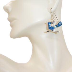 Roadrunner inlay earrings in denim lapis & sterling  (Made in the USA)