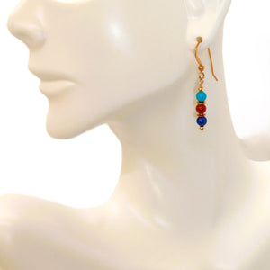 Egyptian-style turquoise, carnelian, lapis, & copper earrings (2 styles)