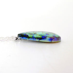 Opal pendant (teardrop shaped) necklace - made in USA