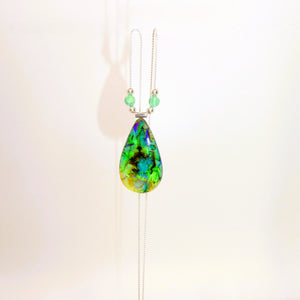 Opal pendant (long teardrop shaped) necklace - made in USA
