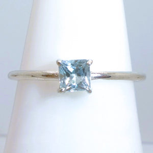 Stackable genuine gemstone rings in sterling silver - light blue topaz