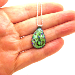 Opal pendant (teardrop shaped) necklace - made in USA
