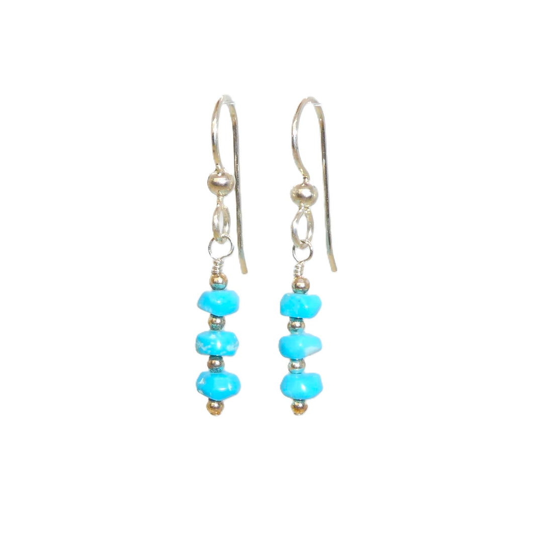 Sleeping Beauty turquoise & sterling earrings on French wires (2 styles)