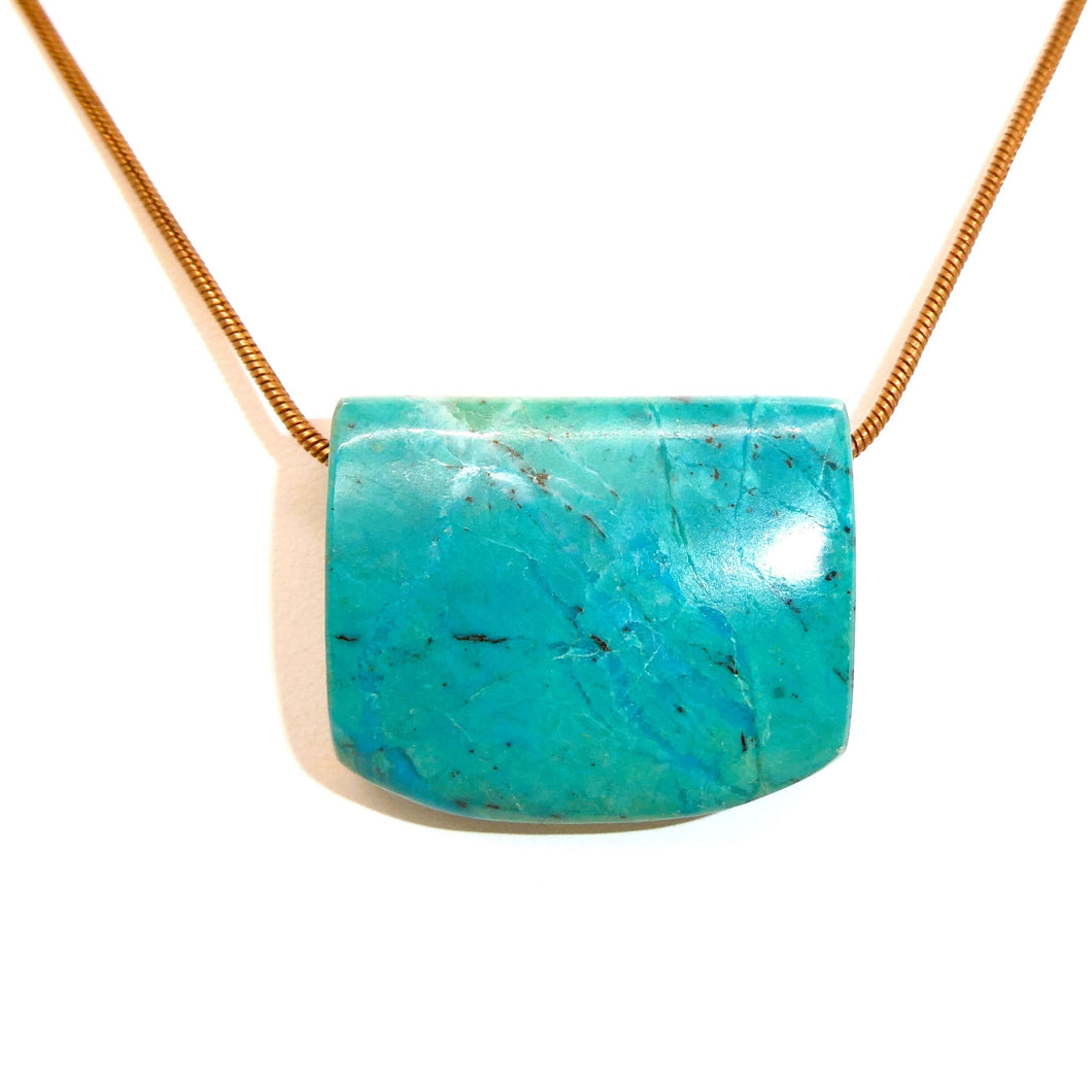 Chrysocolla chunky pendant necklaces on copper chains