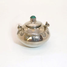 Load image into Gallery viewer, Miniature sterling pot with lid &amp; turquoise - Navajo handmade
