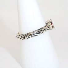 Load image into Gallery viewer, Brilliant-cut garnet solitaire sterling ring
