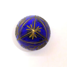 Load image into Gallery viewer, Fabergé modern cobalt blue egg cut crystal with gold painting
