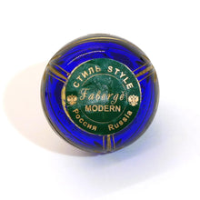 Load image into Gallery viewer, Fabergé modern cobalt blue egg cut crystal with gold painting
