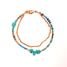 Load image into Gallery viewer, Double-strand turquoise &amp; copper bracelet with chain (3 styles)
