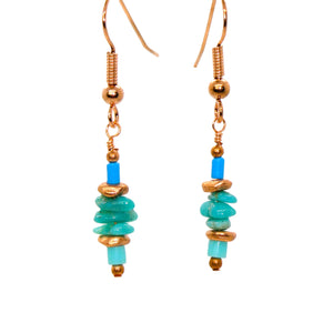 Tiny turquoise, lapis & copper earrings with French wires (2 styles)