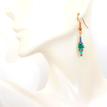 Load image into Gallery viewer, Tiny turquoise, lapis &amp; copper earrings with French wires (2 styles)
