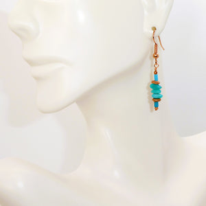 Tiny turquoise, lapis & copper earrings with French wires (2 styles)
