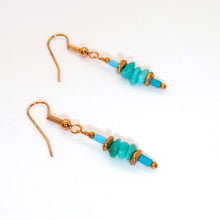 Load image into Gallery viewer, Tiny turquoise, lapis &amp; copper earrings with French wires (2 styles)
