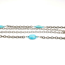 Load image into Gallery viewer, Turquoise &amp; crystal extra-long double chain necklace
