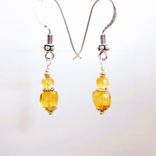 Load image into Gallery viewer, Faceted citrine &amp; sterling fancy bead dangle earrings
