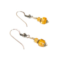 Load image into Gallery viewer, Faceted citrine &amp; sterling fancy bead dangle earrings
