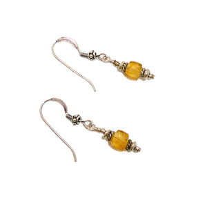 Faceted citrine & sterling fancy bead dangle earrings