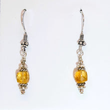 Load image into Gallery viewer, Faceted citrine &amp; sterling fancy bead dangle earrings
