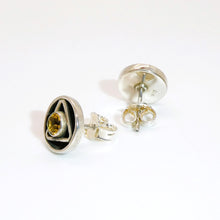 Load image into Gallery viewer, Brilliant cut inset citrine sterling post earrings
