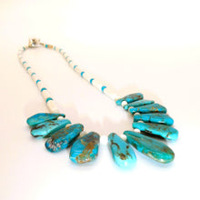 Load image into Gallery viewer, Turquoise petal &amp; mother-of-pearl necklace
