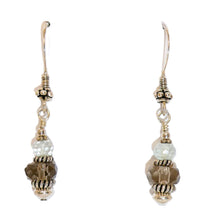 Load image into Gallery viewer, Prasiolite, smoky quartz &amp; sterling earrings with French wires
