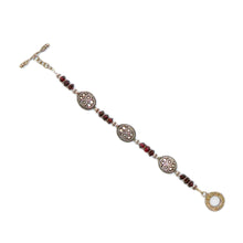 Load image into Gallery viewer, Garnet &amp; antiqued sterling silver bead bracelet

