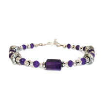 Load image into Gallery viewer, Amethyst bracelet with decorative sterling silver beads
