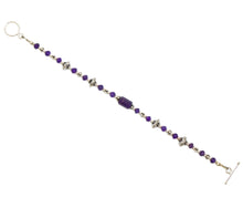 Load image into Gallery viewer, Amethyst bracelet with decorative sterling silver beads
