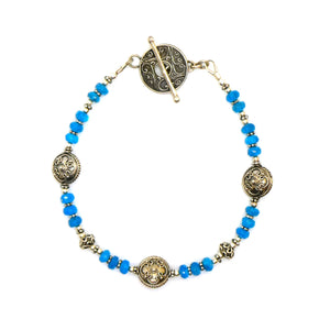 Neon apatite bracelet with fancy sterling silver beads and clasp