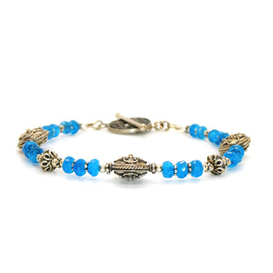 Neon apatite bracelet with fancy sterling silver beads and clasp
