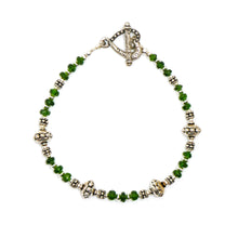 Load image into Gallery viewer, Chrome diopside &amp; sterling silver fancy bead bracelet
