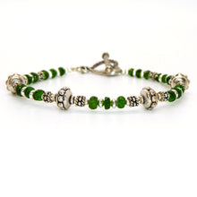Load image into Gallery viewer, Chrome diopside &amp; sterling silver fancy bead bracelet
