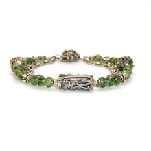 Load image into Gallery viewer, Prasiolite &amp; antiqued sterling silver bead bracelet with chain
