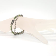 Load image into Gallery viewer, Prasiolite &amp; antiqued sterling silver bead bracelet with chain
