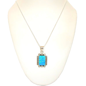 Opal & sterling silver pendant necklace - Native American