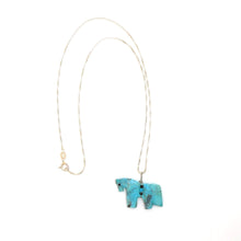 Load image into Gallery viewer, Turquoise hand-carved horse fetish pendant necklace - Native American handmade
