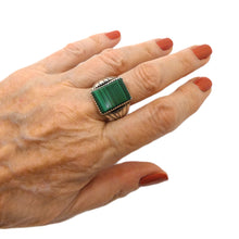 Load image into Gallery viewer, Malachite cabochon &amp; sterling ring - Native American Handmade
