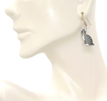 Load image into Gallery viewer, Grey tabby cat earrings on sterling French wires (made in USA)

