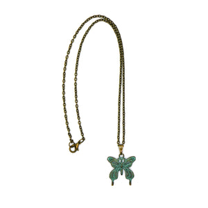 Patina bronze butterfly necklace