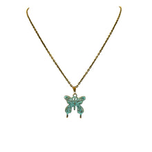 Load image into Gallery viewer, Patina bronze butterfly necklace
