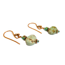 Load image into Gallery viewer, Turquoise &amp; jasper earrings with copper French wires
