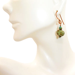 Turquoise & jasper earrings with copper French wires