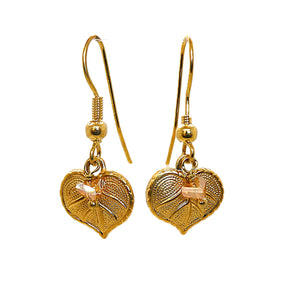 Brass leaves with crystals earrings