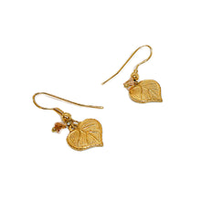 Load image into Gallery viewer, Brass leaves with crystals earrings

