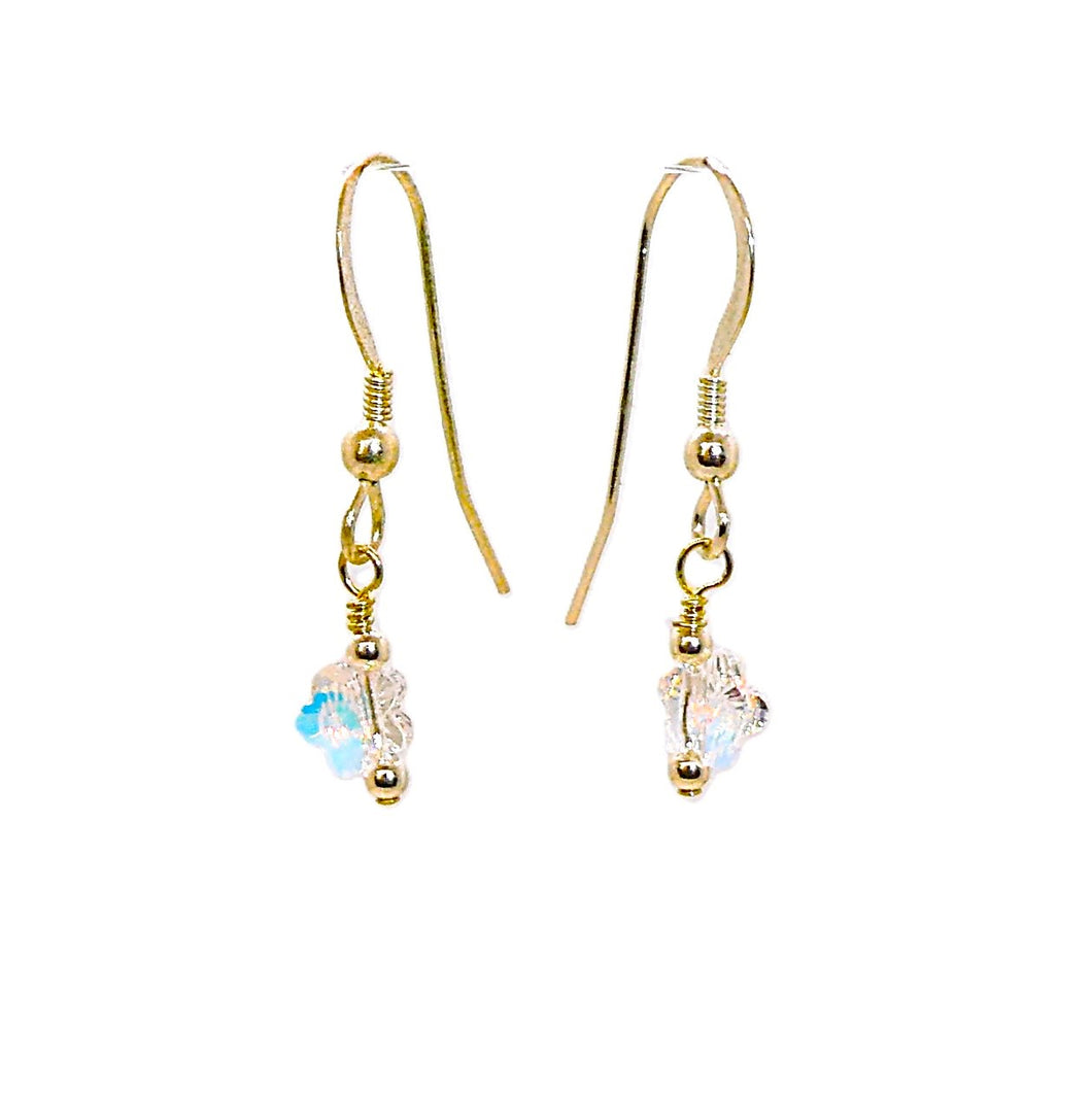 Swarovski crystal tiny flower earrings with sterling French wires