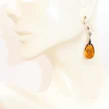 Load image into Gallery viewer, Faceted teardrop Swarovski crystal topaz color earrings with French wires
