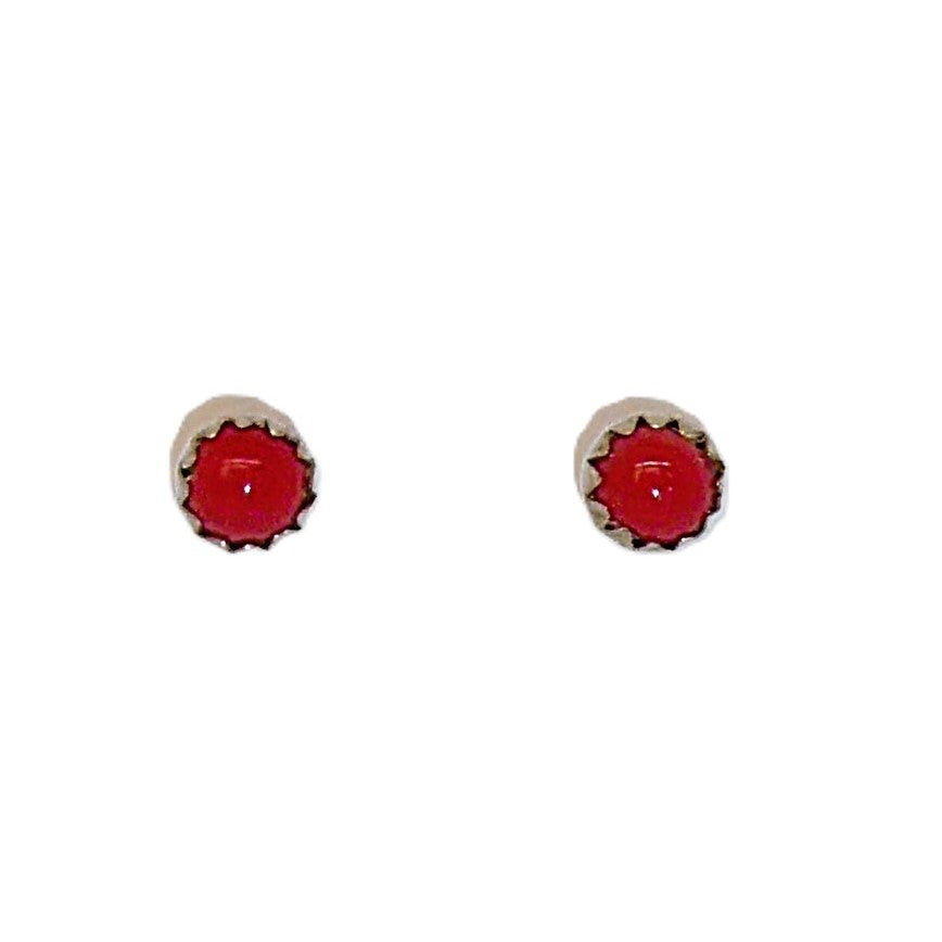 Coral stud earrings - Native American Handmade