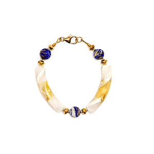 Murano (Venetian) glass & gold bracelet (smaller size) with cobalt